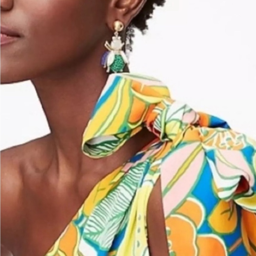 NWT J.Crew size 14 silk midi dress in tropical print - Picture 3 of 13